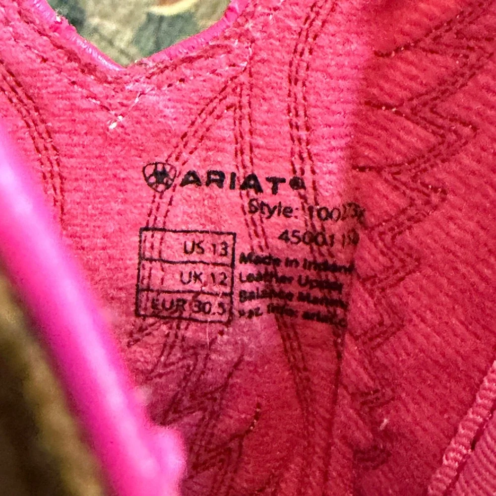 Ariat Kids Wiggle Room Western Boots Brown Leather Serape Pink US 13 10027382